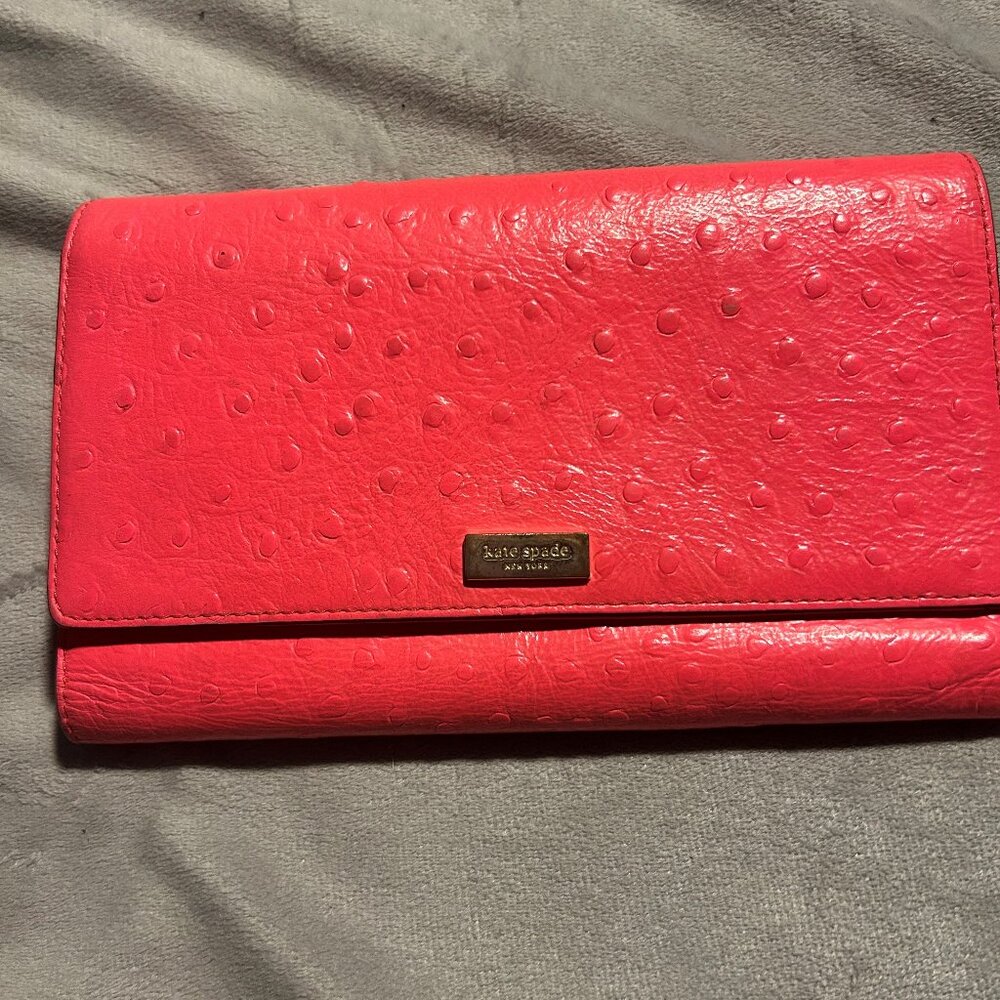 Kate Spade Alexander Avenue Phoenix Ostrich Embossed Leather Wallet